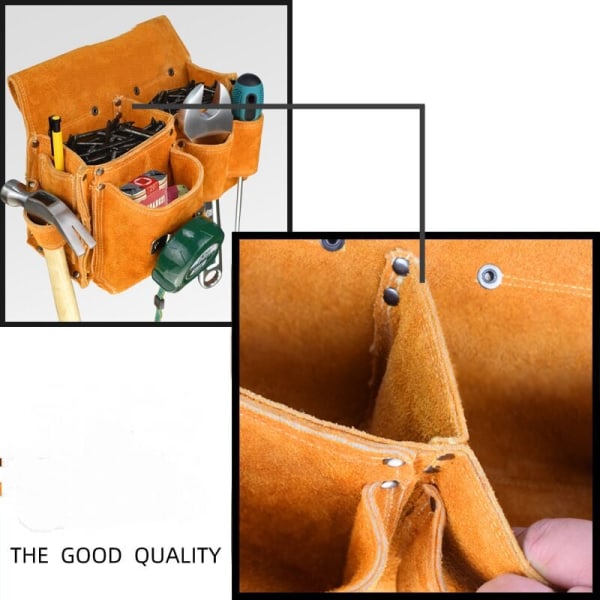 Midjeväska Carpenter Midjeväska Läderverktygsbälten med hammarhållare Gul