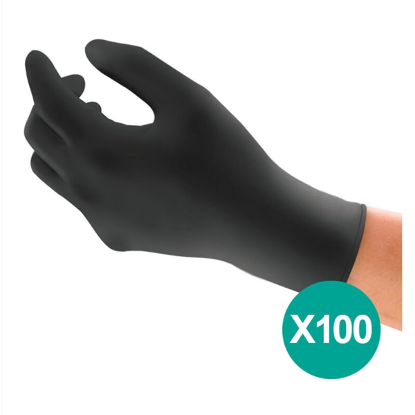 100 enheder / Engangs pulverfri handsker, nitrilhandsker, fødevarer, kemisk og mekanisk beskyttelse, latexfri, håndfladebredde 9 cm