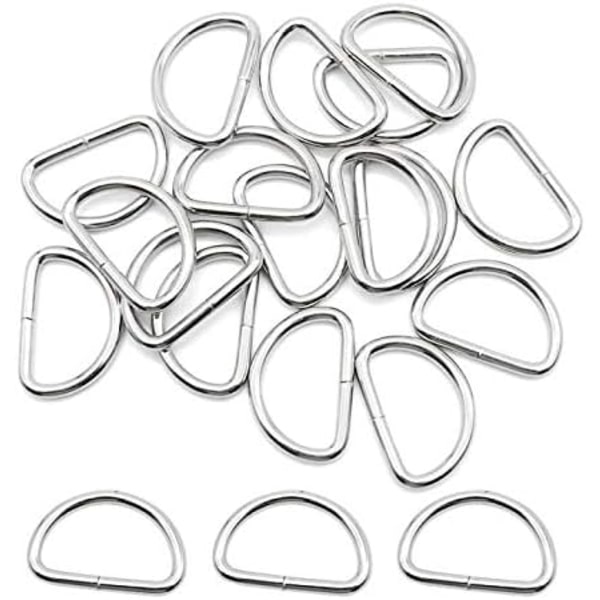 30 silver 26mm D-ring metall D-ring spänne D-ring, lämplig för väskor, spännen, remmar, midjeband, ryggsäckar DIY-tillbehör