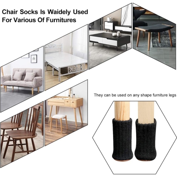 24 kpl-musta tuolisukka tuolin jalkoihin, huonekalujen jalkoihin, liukumaton P