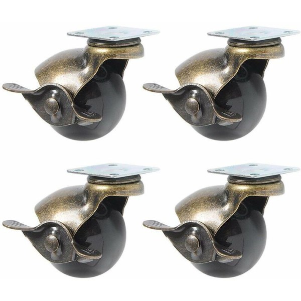 BR-Vie 4 st hjul för möbelben (1,5 tum (40 mm) - med broms