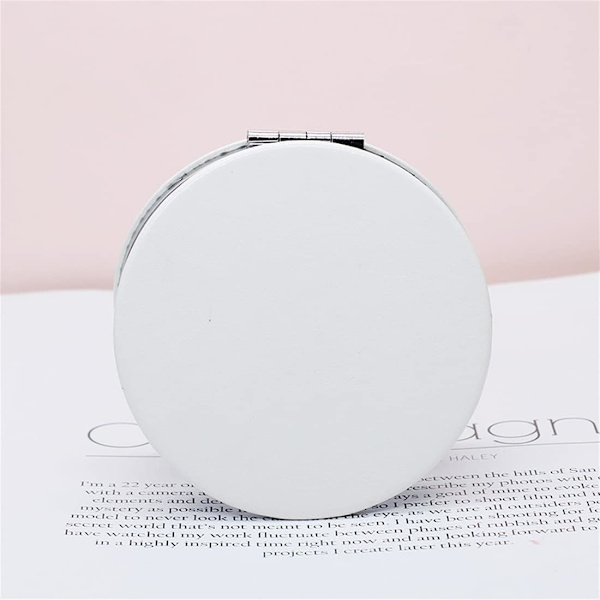 Makeup spejl, 6,7 cm rundt sammenklappeligt spejl, professionelt dobbeltsidet makeup spejl (den ene side forstørret, den anden side normal) PU overfladespejl