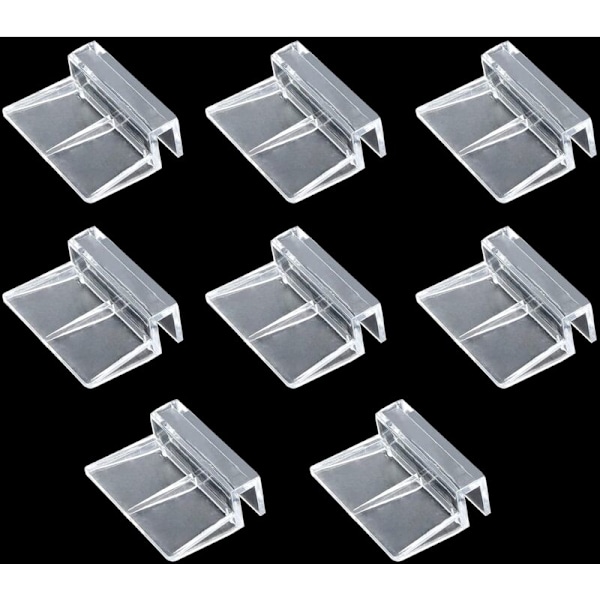 Akvarium akryl akvarium täckclips, 8 delar, transparent glastäckclips stöd för akvarium, universella lockclips för akvarier utan kant (8