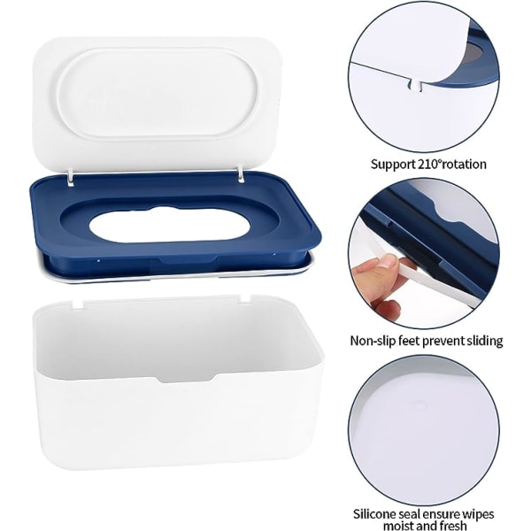 (blå og hvid) tissue box med låg, støvtæt tissue box, tissue holder, toiletpapir box, serviet box