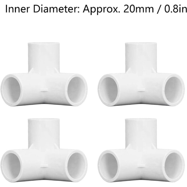 3-vejs vinkelforbindelser, 10 stk. PVC-plast 3-vejs PVC-slangeforbindelse Turk-vinkelstik, PVC PVC-rørforbindelser i PVC 20 mm indvendig diameter