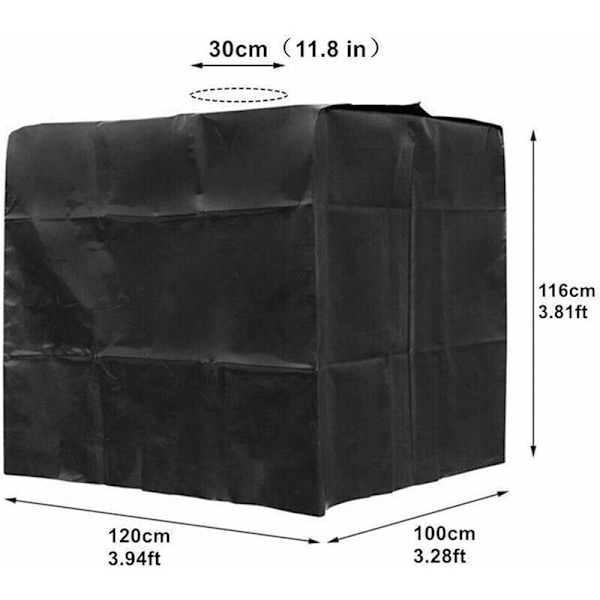 Vattentankskydd, 1000 liters IBC-tank Skyddshölje, Dammtätt, UV-beständigt, Vattentätt, 120 x 100 x 116 cm (Svart)
