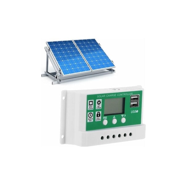 LCD-skärm solcellsregulator, 30A justerbar solpanelregulator, 12V 24V MPPT laddningsregulator tillbehör