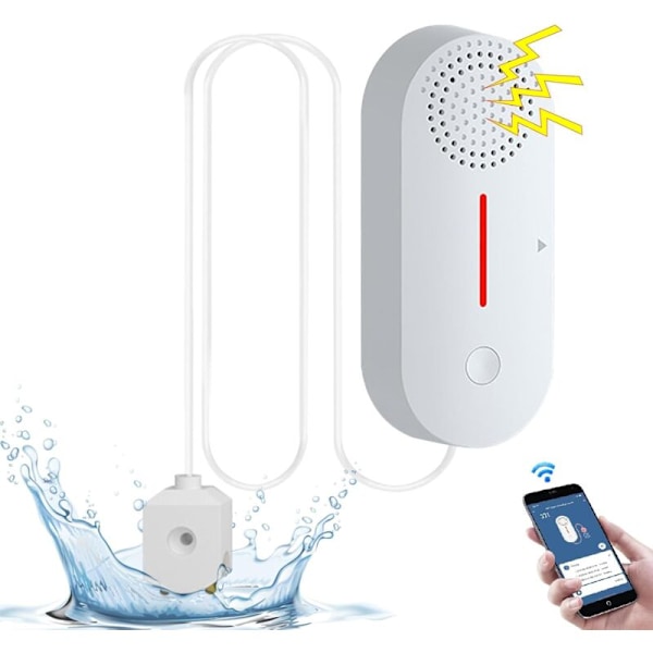 WiFi vandlækagedetektor, vandniveaudetektor, 100dB vanddetektor, vand sensor trådløs, push-beskeder på Tuya/Smart Life Apps