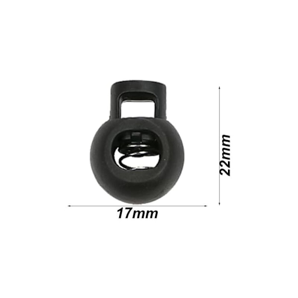 Snortupp, 10 stk. plastsnortupp, 17 mm rund elastisk strammesnorlås, unik hullsnorelås, snorsklie