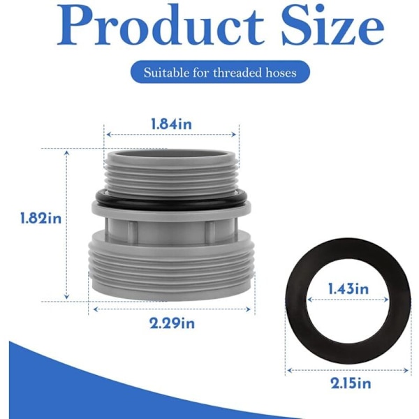 4560 Uima-allassletkun muunnossarja, yhteensopiva Intex-uima-altaan suodatinpumpun kanssa, letkusovitin Intex-altaille, 40 mm - 1 1/2\" muunnossarja