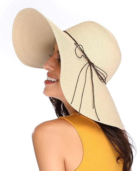 Dame Floppy Hat Solhat Bred Skygge Solhatte Åndbar Foldbar Rulle Op Strandhat Solhat UPF 50+