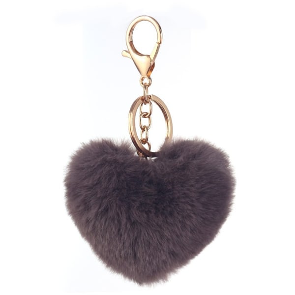 1 stk nøglering Fluffy Heart Pom til Car Bag Charm (tilfældig farve)