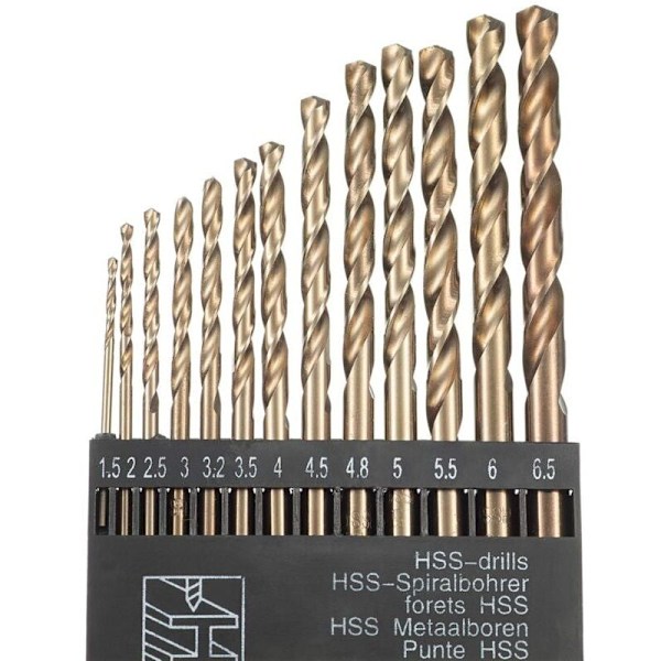 13 stk. M35 HSS Cobalt Guld Bor Bitsæt til Højhastigheds Metriske Bor 1,5 mm - 6,5 mm til Boring af Rustfrit Stål og Metal