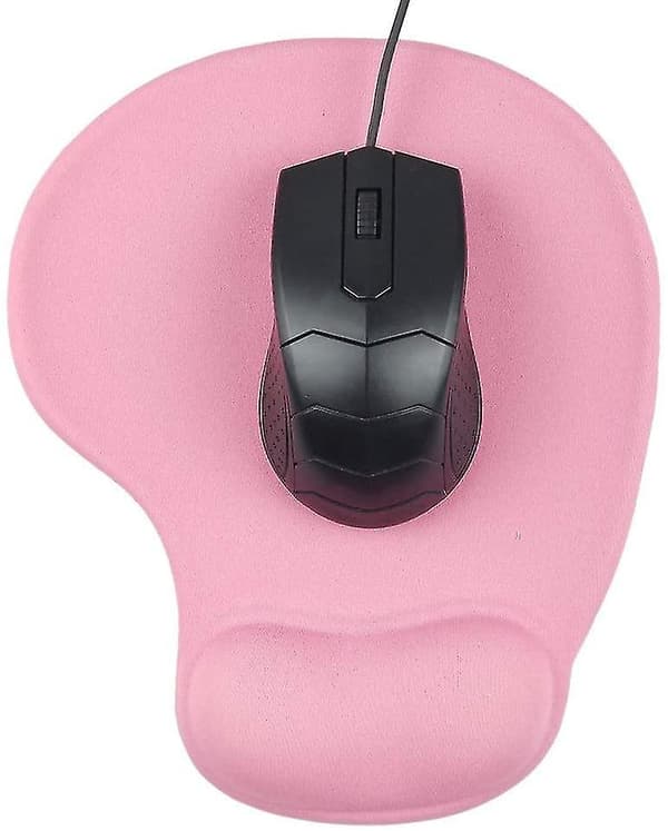 Skrivebords musemåtte med gel håndledsstøtte - Ergonomisk skrivebords musemåtte håndledsstøtte - Design Gamepad Pad gummibase til bærbar computer (01pink)