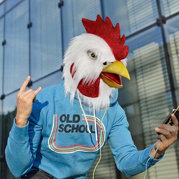 Halloweenin uutuusasujuhlat Lateksieläimen päänaamio Kukko Cosplay-rekvisiitta, keltainen ja valkoinen