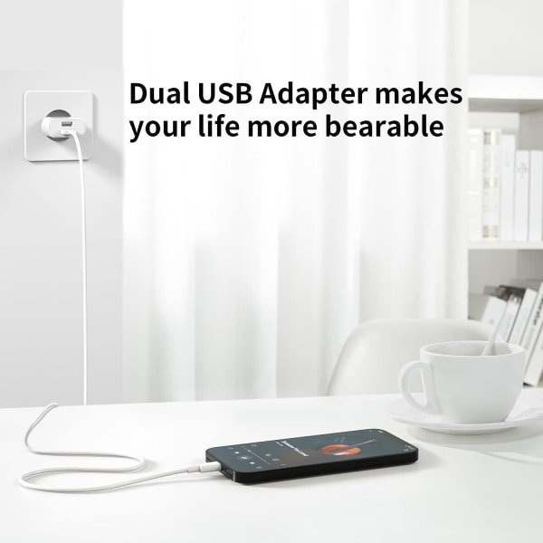 USB-kontakt, 3-pakning 2.1A/5V lader for iPhone 11 Pro Max XS XR X