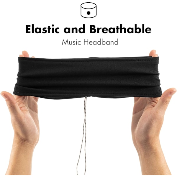 Sovpannband Hörlurar - 3.5mm Jack, Mjukt Elastiskt Band med Tunna Högtalare för Sömn, Resor & Meditation (Svart)