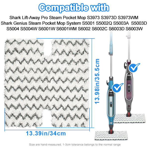 4 kpl Korvaavia moppipäitä Shark-höyrymoppiin S6003UK S6003UK S3973D, S6002, S5003D, S5002, S3973WM