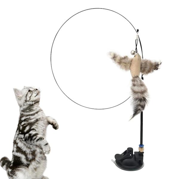 Kattfjäderleksaker, interaktiva infällbara husdjursleksaker med sugkoppsfäste | Rolig kattpinne kattfjäderleksak katt leksaker presenter