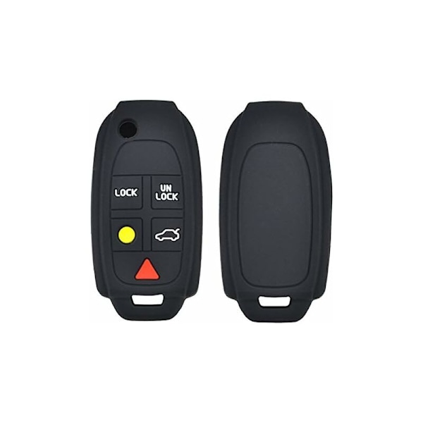 Nøgle Nøgle 5 Silikoneknapper til Volvo XC90 S80 XC70 S60 V70 Nøgle med fem knapper med nøglering og nøgleringsring.