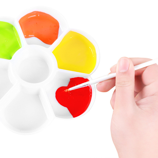 Studio 7 Well Porcelæn Maling Palet Bakke, Sæt med 4 med Æske Keramiske Palet Bakker, 17CM Blanding Bakke (Hvid, Klar, 2 Hver)