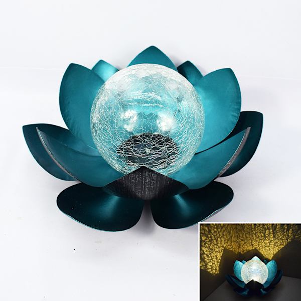Aurinkovalaisin Aurinkovalot Ulkona Puutarha Lotus Koriste Vedenpitävä LED Metalli Kukka Valot Terassille Nurmikolle Kävelytielle(Sininen)