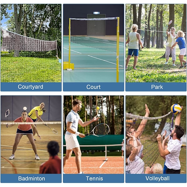 Badmintonnät för rekreationsturneringar (20 fot x 2 fot) för inomhus- och utomhusbruk