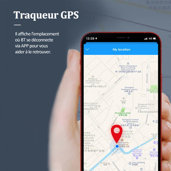 Trådløs GPS-sporingsenhed til kæledyr, nøgler, tasker, tegnebøger, app-styret genstandsfinder, selfie-udløser, kompatibel med IOS/Android-telefoner, sort - sort