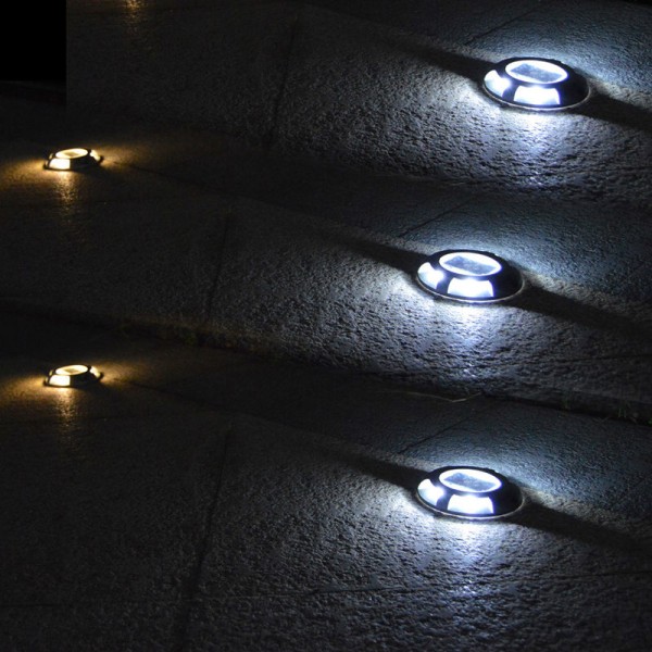 Solcellsbelysning för däck 4 Vattentäta LED-lampor i aluminium, vit