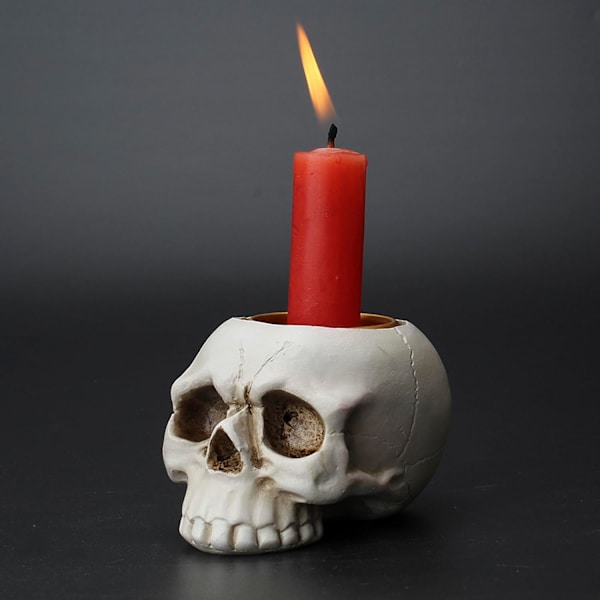 Liten dödskalleljusstake 3D gråtande dödskalleljusstake gotisk skelettljusstakehållare teljusljusstakehållare för Halloween skräcktemafest T