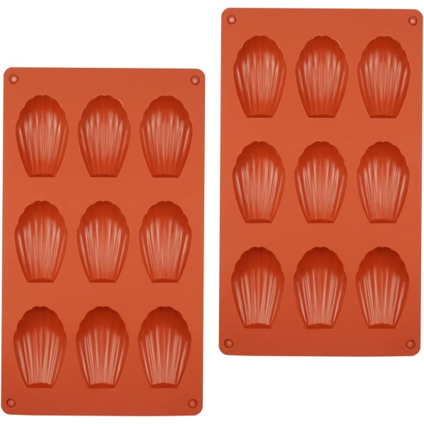 Röd - Silikon Madeleine-form, Madeleine-kakform Mini Silikonform för tårta Gelé Mousse Choklad (Set om 2)