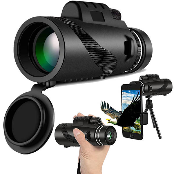 Monokulær 80x100 Højtydende Hd Monokulær Stjernekikkert Monokulær Med Smartphoneholder Og Vandtæt Stativ Til Fugleobservation, Jagt, Rejser, Camping