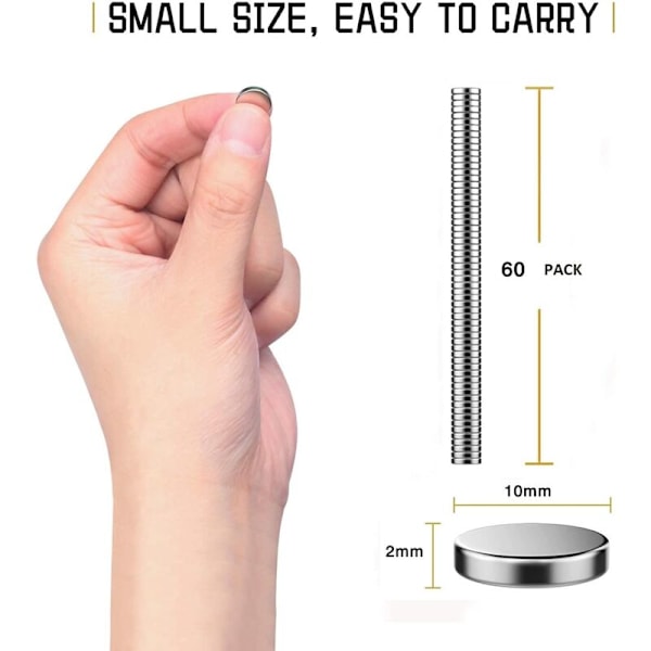 60 kpl magneetteja, erittäin tehokas neodyymimagneetti jääkaappiin, pienet pyöreät magneetit magneettilevyyn, oveen, liitutauluun, korttiin
