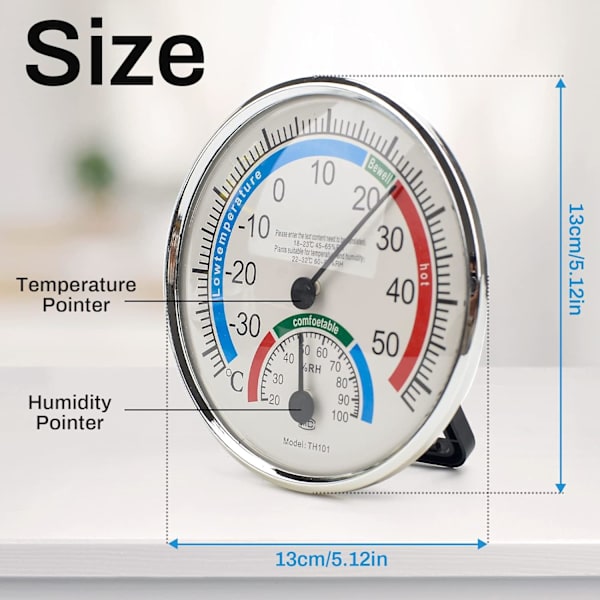 2-pakks termohygrometer, termohygrometer, innendørs og utendørs termometer hygrometer, trådløs termohygrometer analog hygrometer for kontor hjem Ro