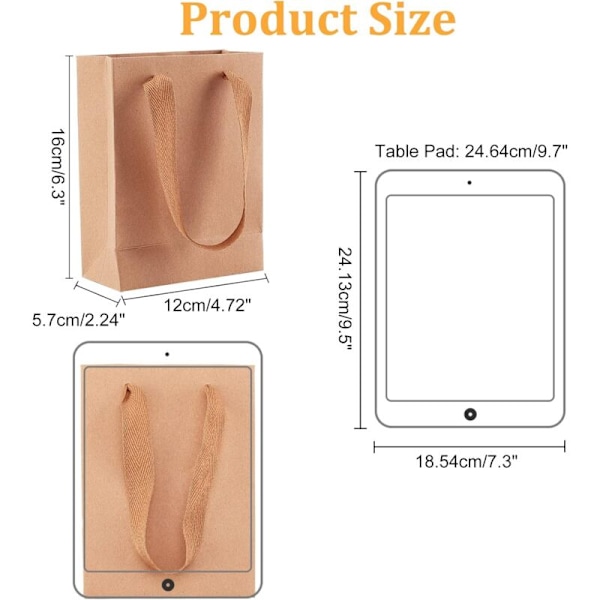 20 stk Små kraft brune papirposer Terminalposer transportposer med 16 x 12cm håndtak for bursdag, bryllup, teselskap og feiringer av cel