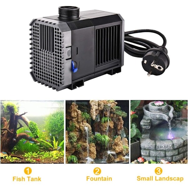 Foderpumpe Nedsænkbar Vandpumpe Mini Akvariepumpe 3000L/H Dam Pumpe 55W Nedsænkbar Pumpe Vandpumpe Fontæne Filterpumpe til Dam Fontæne Akvarium