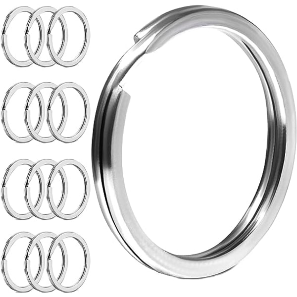 20 stk. 304 rustfrit stål nøgleringe, 25mm nøgleringe og 30mm nøgleringe, flade nøgleringe, egnet til alle typer nøgler, DIY, håndværk (rustfrit stål