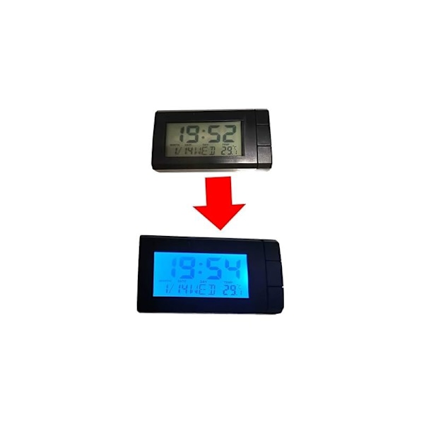LCD temperatur bilklokke, biltermometer for dashbord bakgrunnsbelysning digital nattklokke tid temperaturvisning tid for lastebil