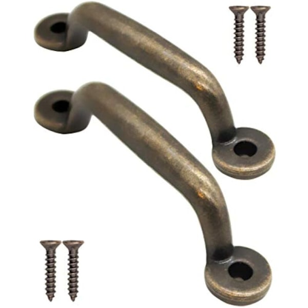 Set med 2 antika lådhandtag i antik brons för skåpdörrar, byråer, bufféer, kökslådor, 90 x 17 mm