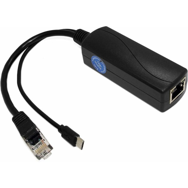 Gigabit Micro USB PoE Splitter Output 5V 2.4A, IEEE 802.3af Standard 10/100 / 1000Mbps Power Over Ethernet Splitter Adapter for Security IP Camera C