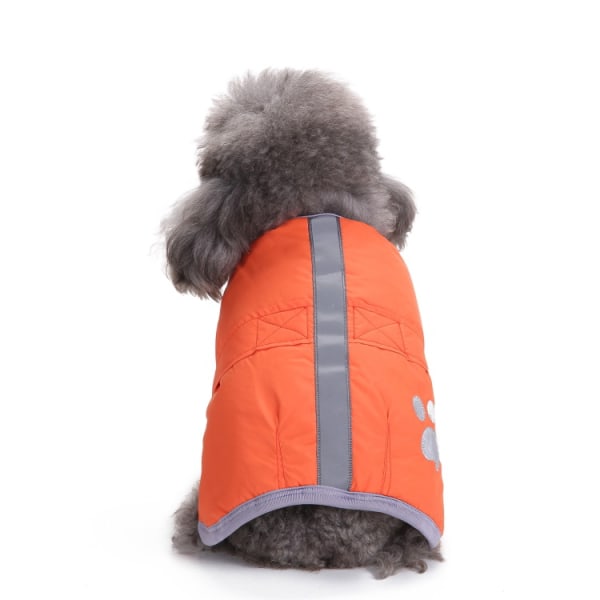 Reversibel vinterhundevest i ull, vanntett og varm hundevest for kaldt vær, vinterklær som kan brukes på begge sider (oransje, S)