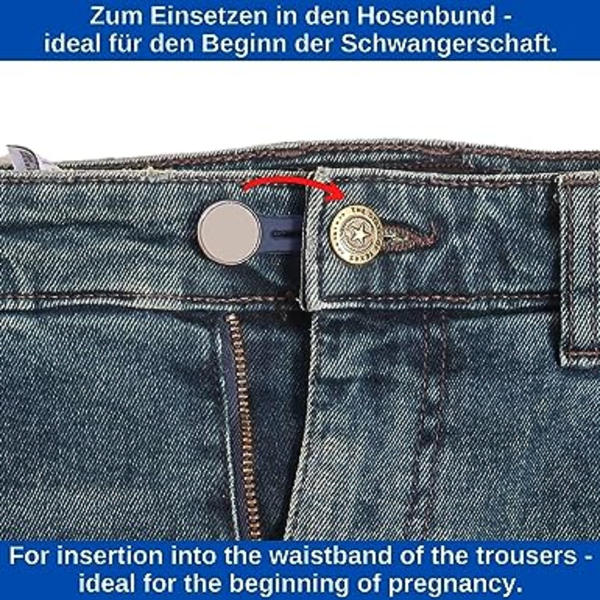 Bælteforlængere, knapforlængere, sæt med 8, elastisk knapforlænger til bukser op til 50 mm, indtrækkelige knapper, justerbare taljeforlængere til jeans