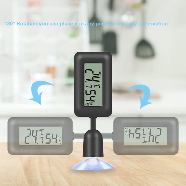 Digitalt hygrometer termometer, mini termometer temperatur LCD termometer fugtighedsmåler med baggrundsbelysning til krybdyr, vivarium, drivhus, baby