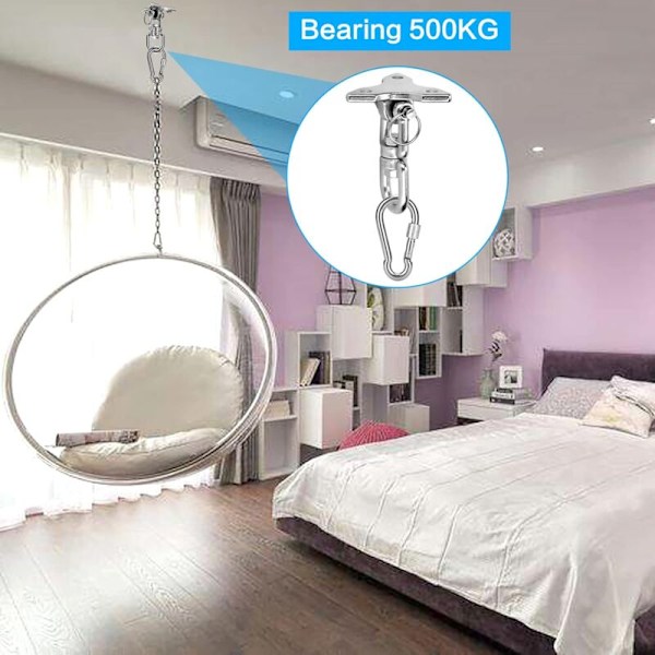 Hängmatta Stativ och FixeringHängmatta Stativ och Fixering Hängande 360° Vridbar Krok, Rostfritt Stål Utomhusfäste Upp till 500 kg för Takmontering Hangi