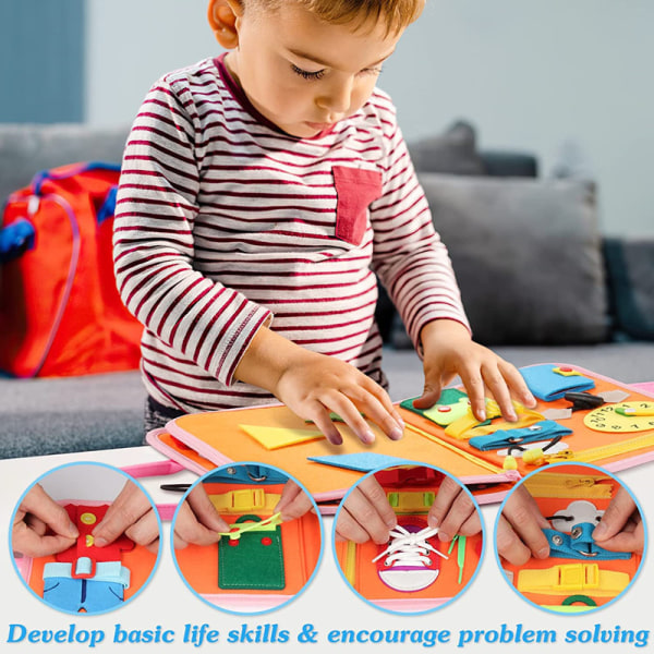 Montessori-touhulauta lapsille, 3 kerrosta Montessori-taulu, aktiviteettitaulu, oppimisen elämän taitoja kehittävä lelulahja lapsille vauvoille 1-4-vuotiaille