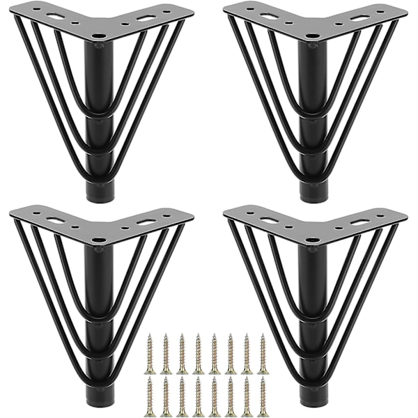 Sats med 4 metallmöbelben 15CM triangulär topplatta fötter, kraftiga DIY-ersättningsmöbelben, stödben för soffa, säng, stol, skåp,