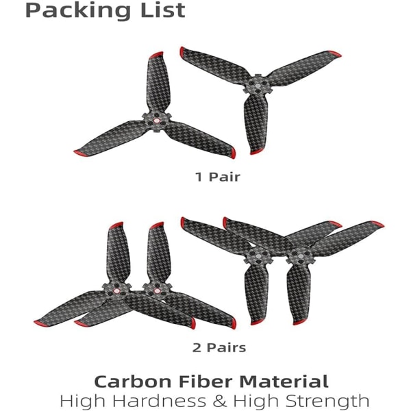 2 par karbonfiber propellblader for DJI FPV - Drone hurtigutløserpropeller - Stille propeller - 4-bladers propell - Drone propell
