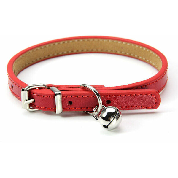 Læderhalskæde til katte og hvalpe, justerbar 20cm-27cm CM-Rouge