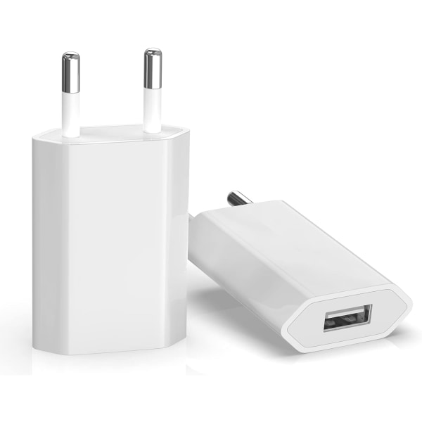 Strøm USB-oplader (2 pakker), opladerspids til iphone 8, 8 Plus, 5S