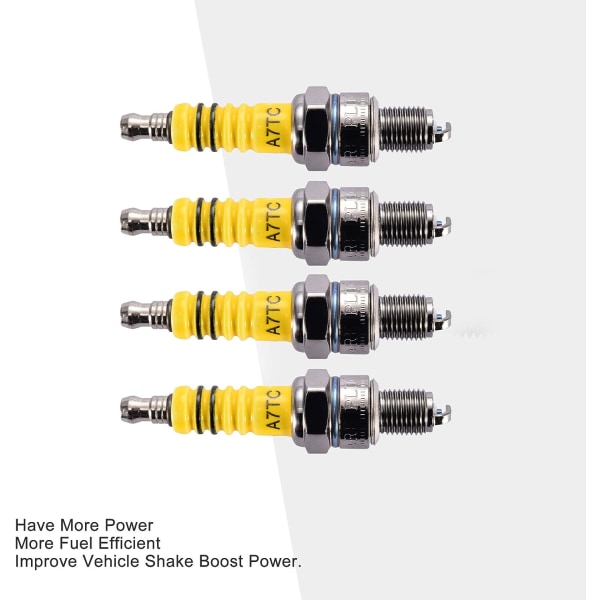 Gul - 4 stk. A7TC højtydende motorcykel tændrør Erstatningstændrør til 50cc 70cc 90cc 110cc knallerter og ATV 150 gokarts og scootere